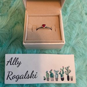 Pandora Ruby Heart Beaded Ring